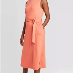 NWT Prologue Orange Mock Neck MIDI Dress Size XS